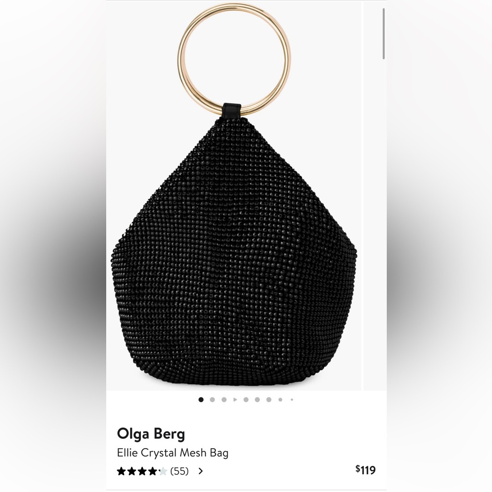 Olga Berg - Black Crystal-Embellished Ring-Handle Evening Bag